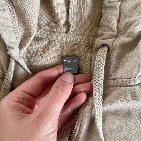 Aerie half zip oversized Henley hoodie tan color size XS pullover - Picture 4 of 6